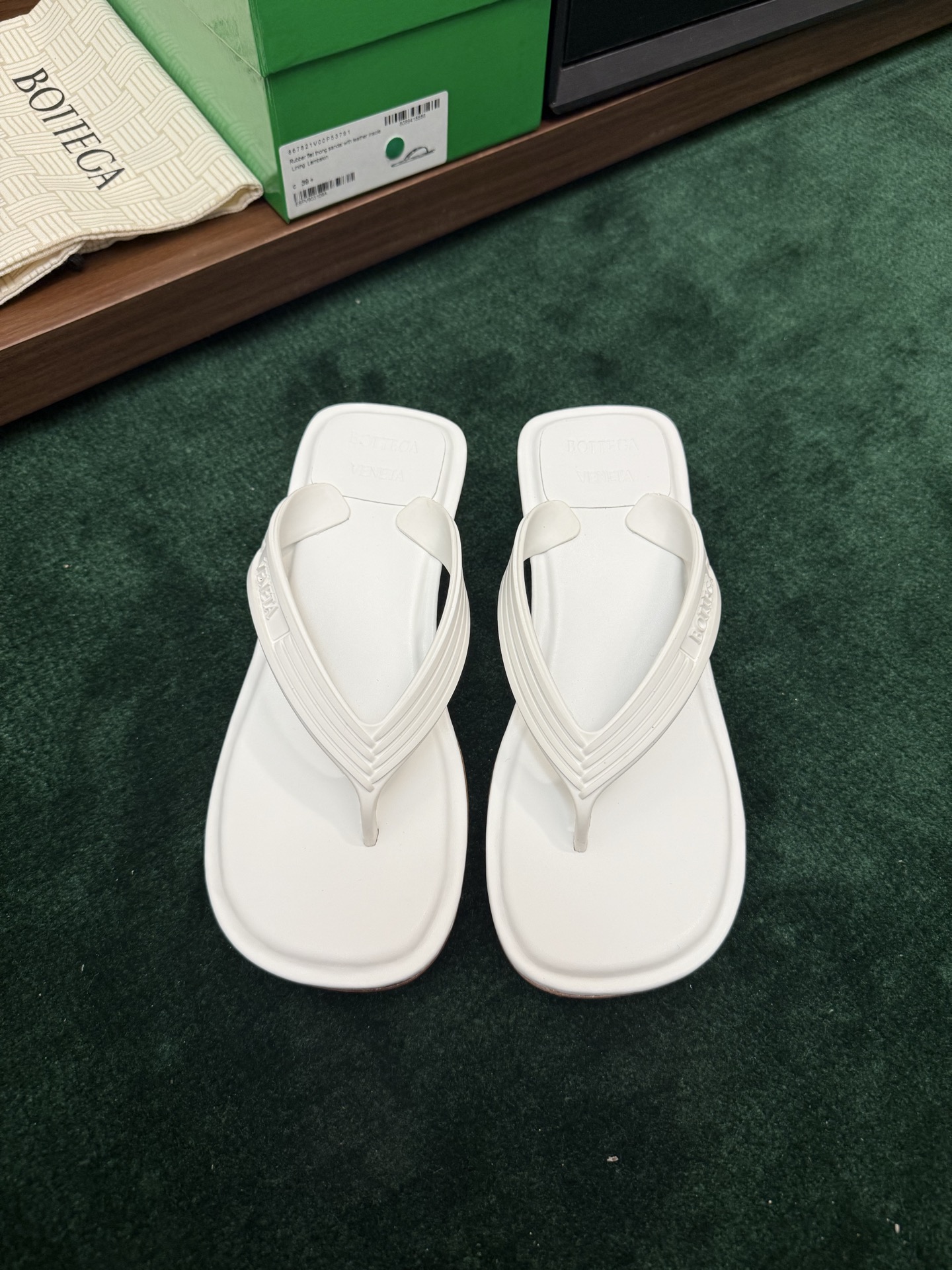 BV Embossed Thong Flat Slides
