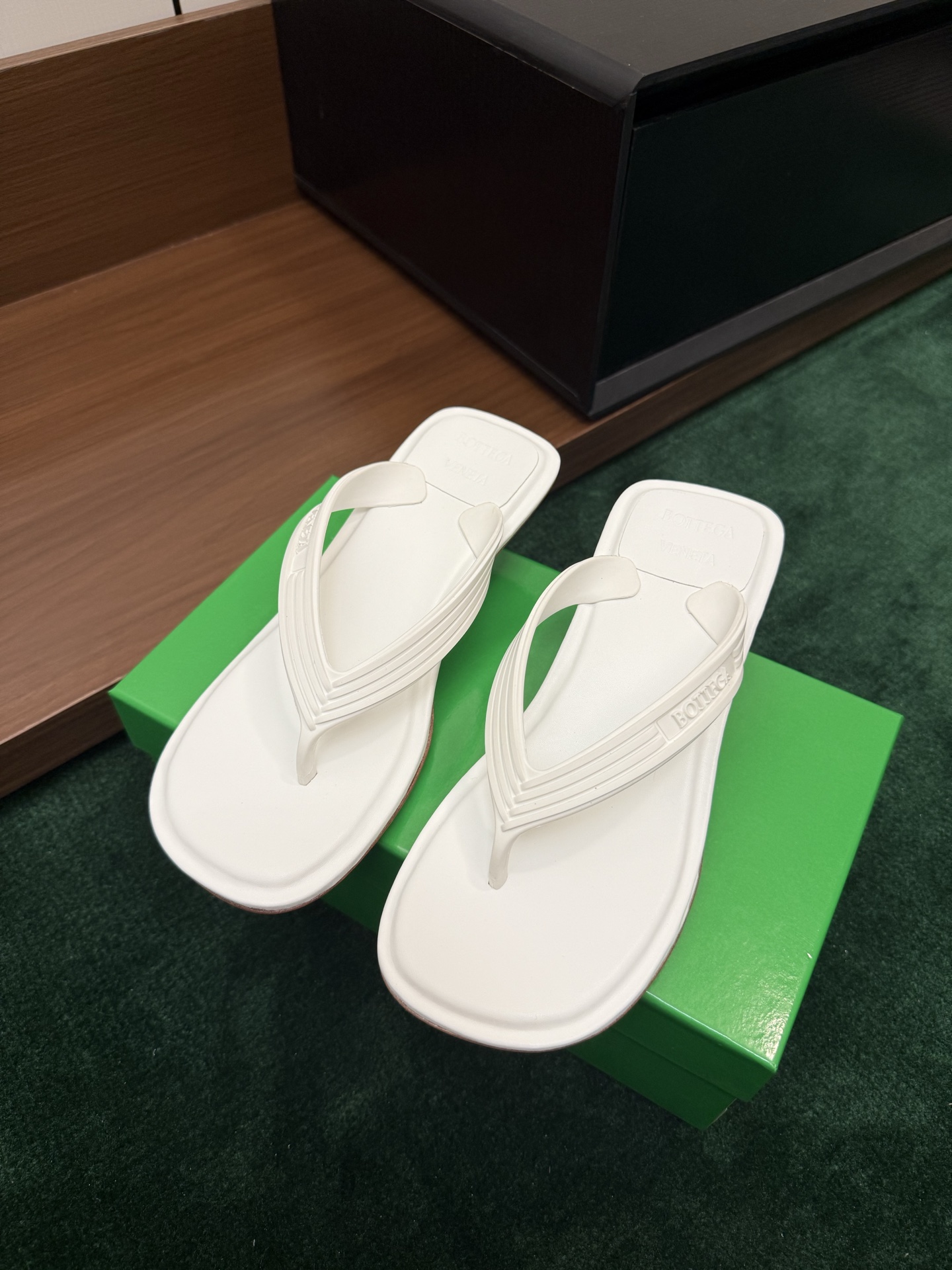 BV Embossed Thong Flat Slides