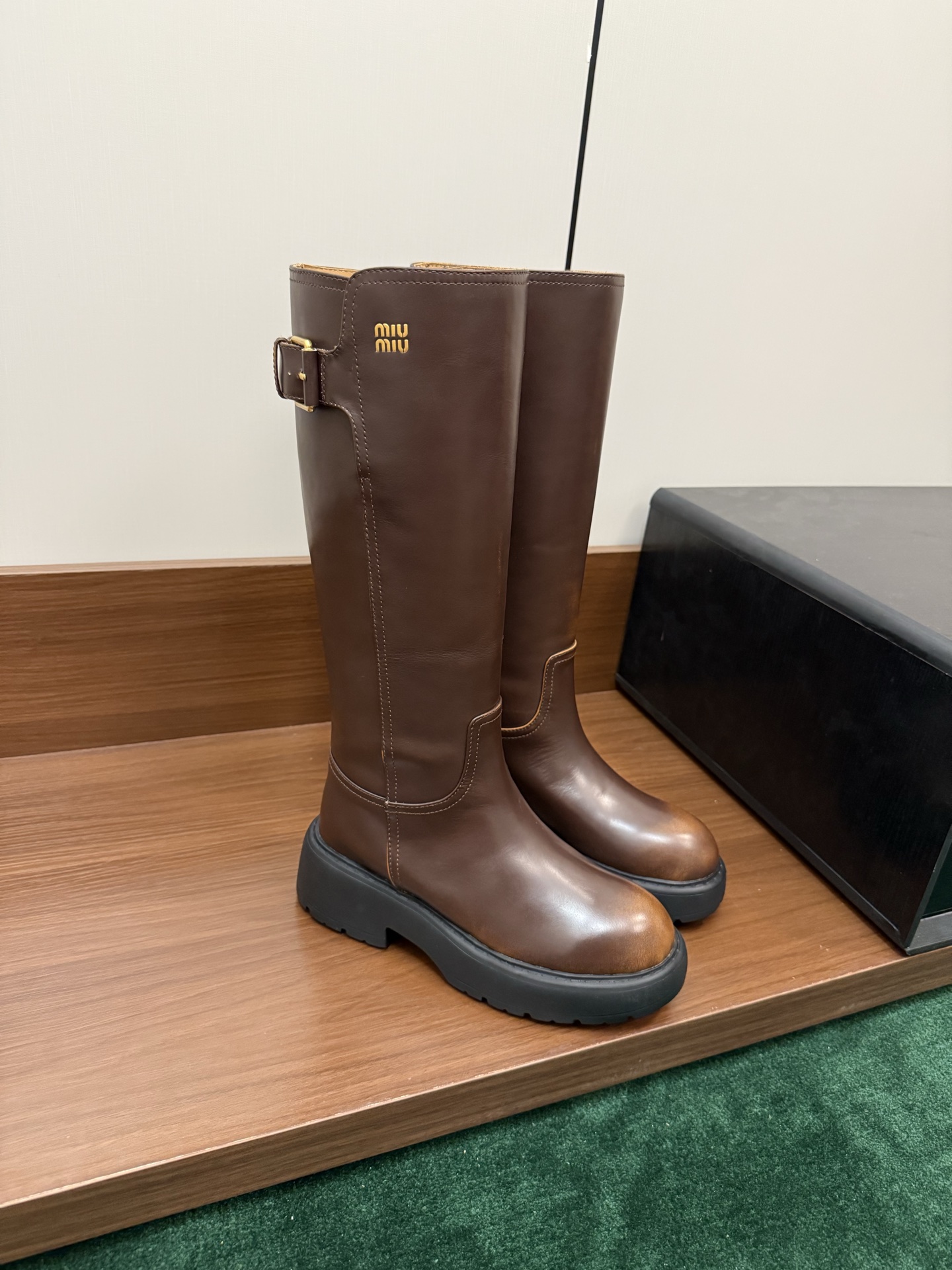 Brown Buckle Tall Boots