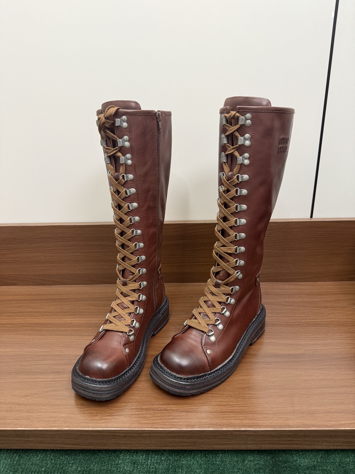 Brown Lace Up Tall Boots