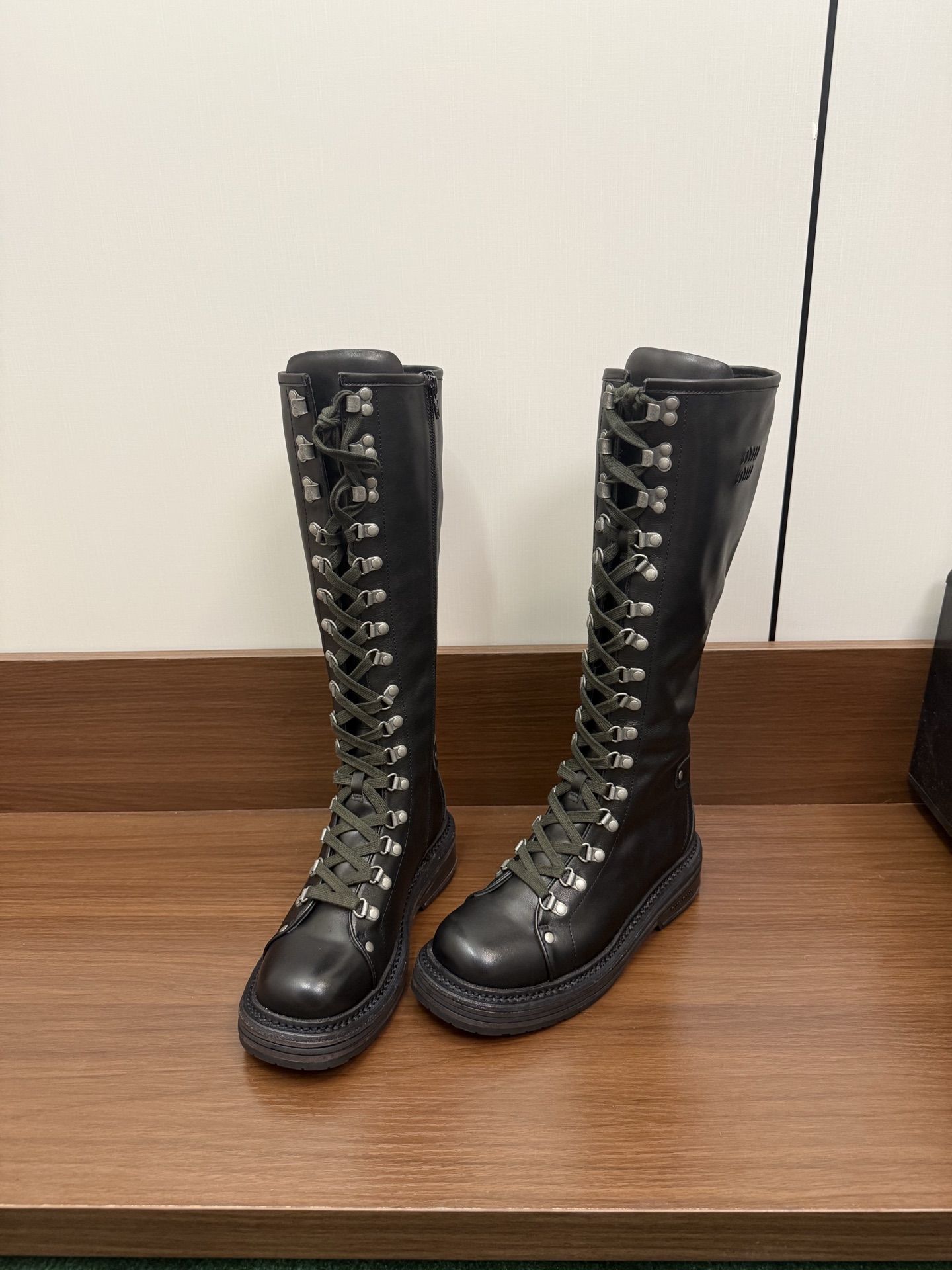 Black Lace Up Tall Boots