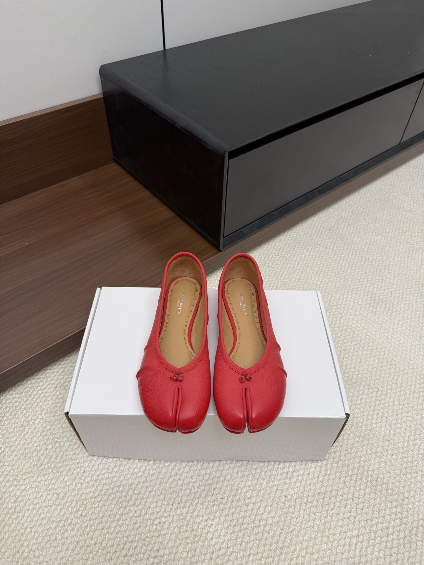 Maison Margiela Tabi Ballet Shoes Leather Red