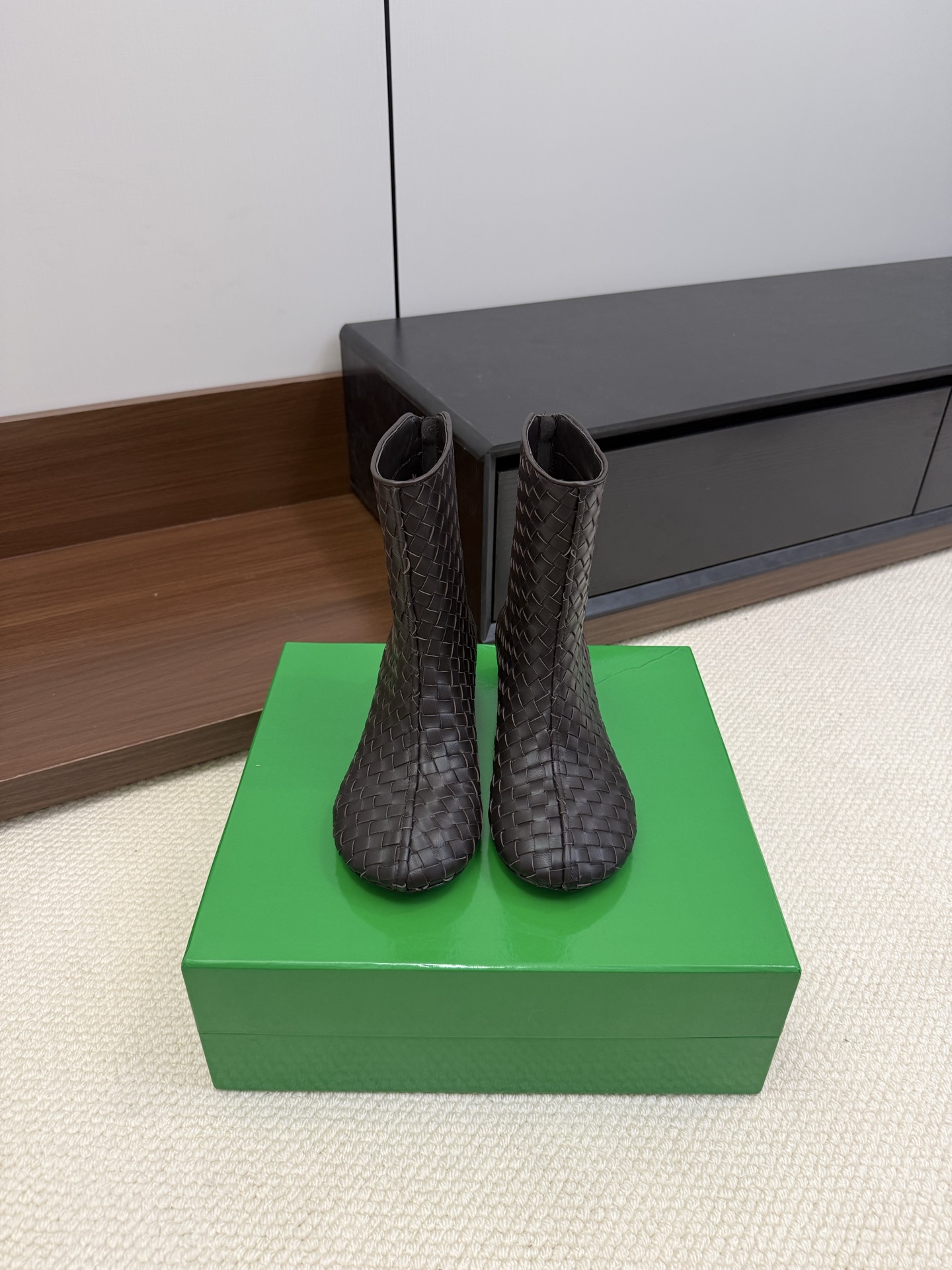Bottega Veneta Intrecciato Ankle Boots Calfskin Kitten Heel