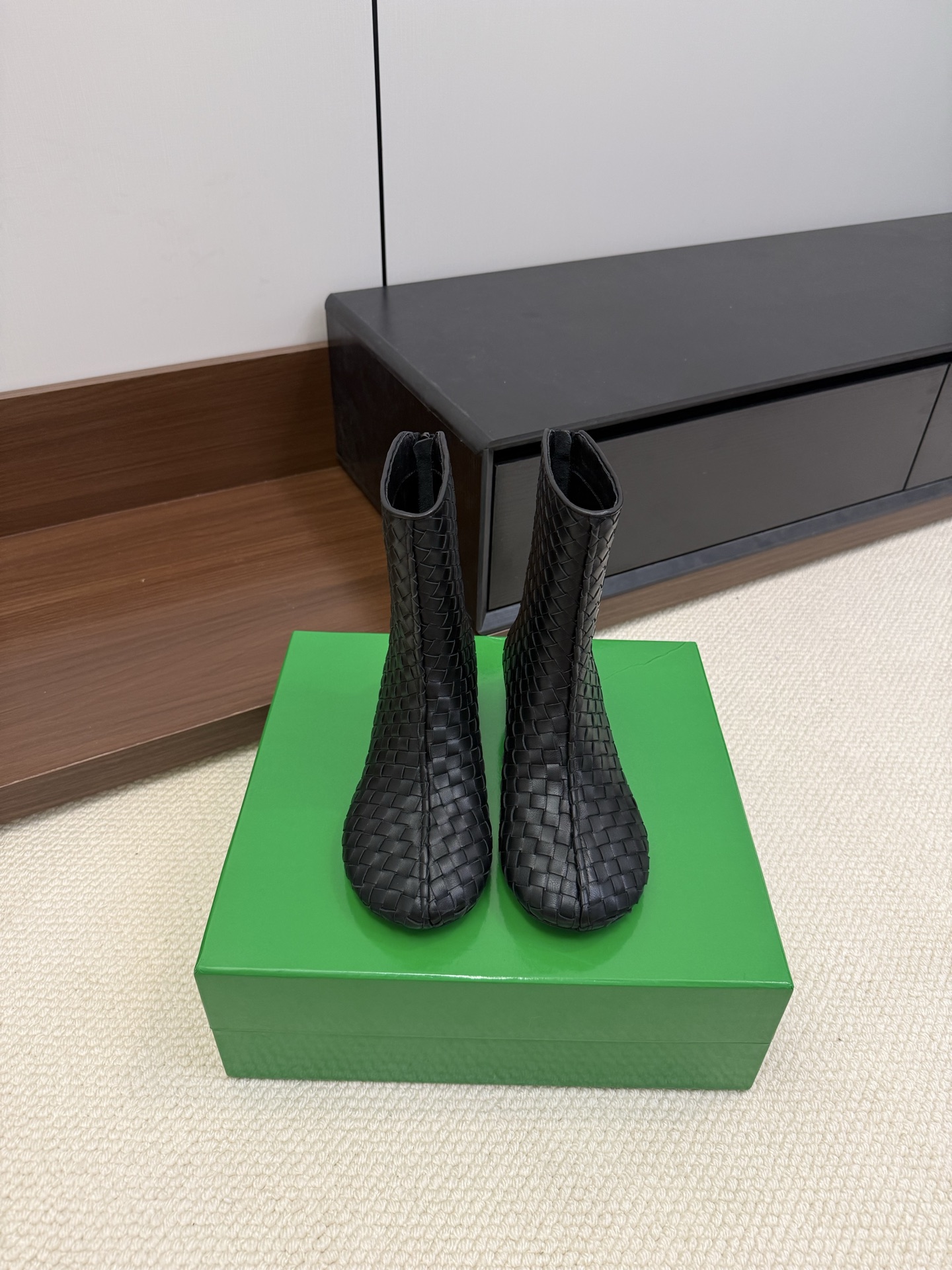 Bottega Veneta Intrecciato Ankle Boots Calfskin Kitten Heel