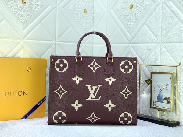 Louis Vuitton LV Onthego Bags Handbags Apricot Color Black Brown White Cowhide M46542