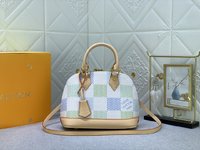 Louis Vuitton LV Alma BB Luxury
 Bags Handbags Green Pink Canvas Cowhide N40516