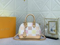 Louis Vuitton LV Alma BB Copy
 Bags Handbags Green Pink Canvas Cowhide N40516