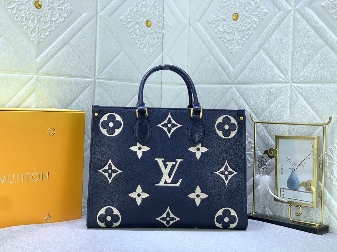 Louis Vuitton LV Onthego Handbags Tote Bags Apricot Color Black Pink Purple White Cowhide M46833