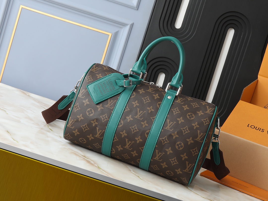 Louis Vuitton LV Keepall Bags Handbags Black Green Yellow Monogram Eclipse Canvas M12765