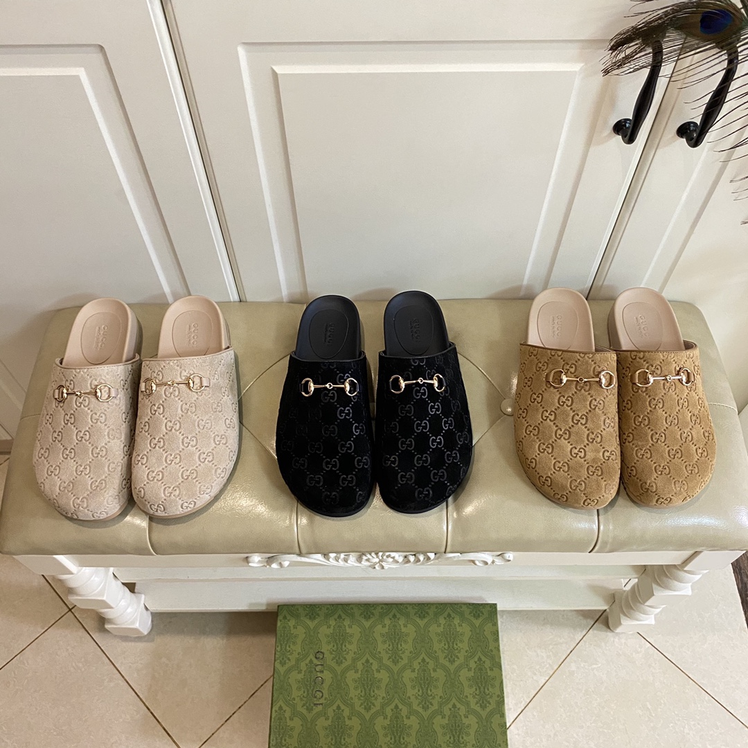 NO:466265,, Gucci couple style bag head tow, ox reverse suede, sheepskin, rubber bottom, women's size segment 36-42, men's size segment 40-46 (47, 48 size custom-made non-return and exchange), semi-towing, gucci, sheepskin19860909,古奇Gucci情侣款包头拖,牛反绒面,羊皮里,橡胶底,女码段36-42,男码段40-46(47,48码定做不退换),半拖,gucci,sheepskin,Women's Shoes