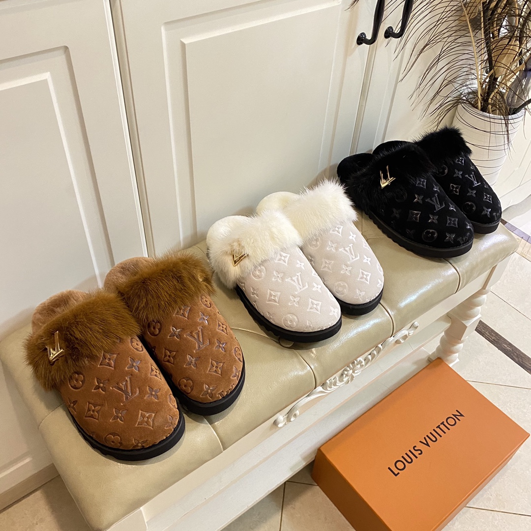 NO:466277,, Louisville*LV hair drag, Niujing noodles, mink hair lining, wool lining, anti-slip foamed sole, size 35–40 (41 size custom made without return), semi-drag hairy shoes, louis vuitton, louis vuitton19860909,路易威*LV毛拖,牛京面,水貂毛衬围边,羊毛里,防滑发泡大底,35–40码(41码定做不退换),半拖毛毛鞋,louis vuitton,louis vuitton,Women's Shoes