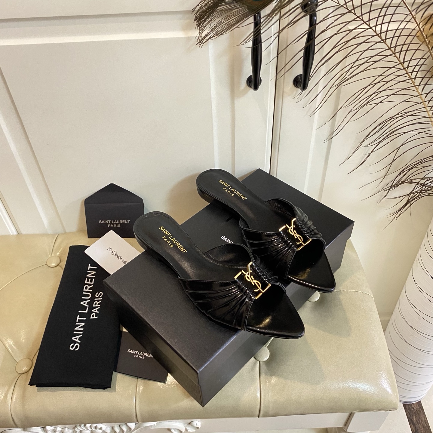 Yves Saint Laurent Pointed Toe Mules Leather, Available in Three Heights 5 i1743524363116 7814 0 4