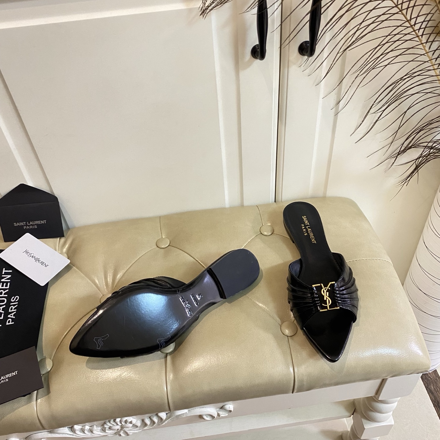 Yves Saint Laurent Pointed Toe Mules Leather, Available in Three Heights 9 i1743524364697 9545 0 8