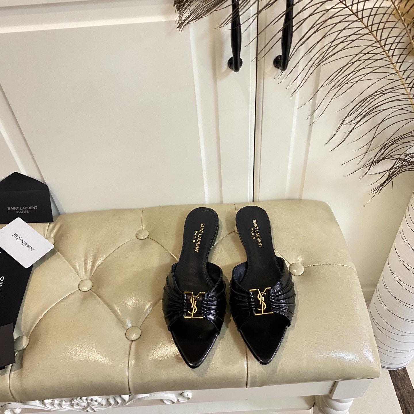 Yves Saint Laurent Pointed Toe Mules Leather, Available in Three Heights 4 i1743524364723 8374 0 3