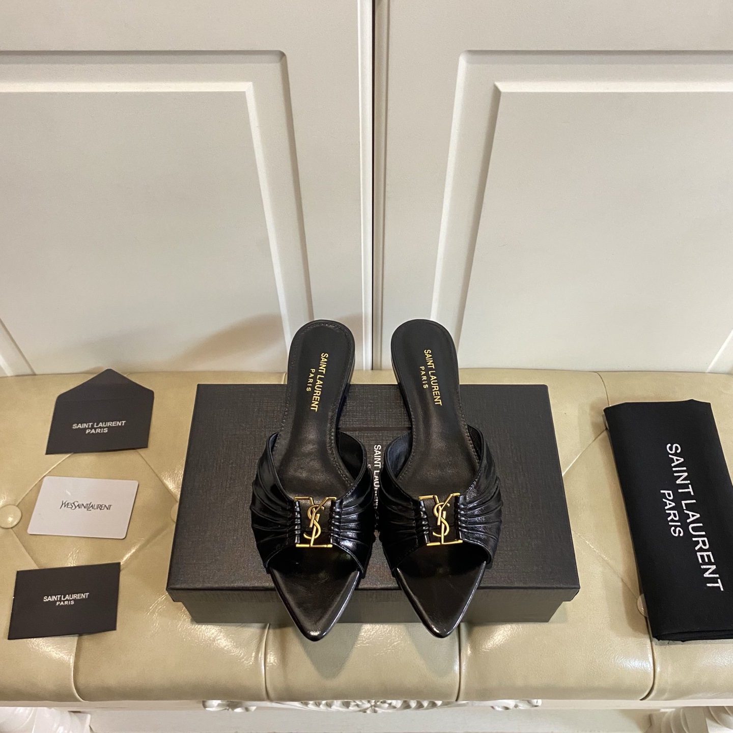 Yves Saint Laurent Pointed Toe Mules Leather, Available in Three Heights 1 Yves Saint Laurent Pointed Toe Mules Leather, Available in Three Heights