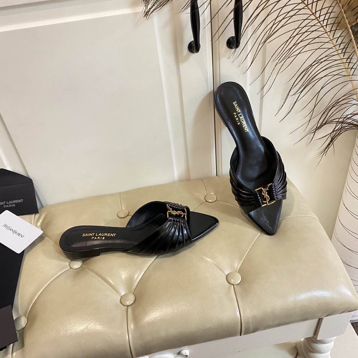 Yves Saint Laurent Pointed Toe Mules Leather, Available in Three Heights 8 i1743524364767 1863 0 7