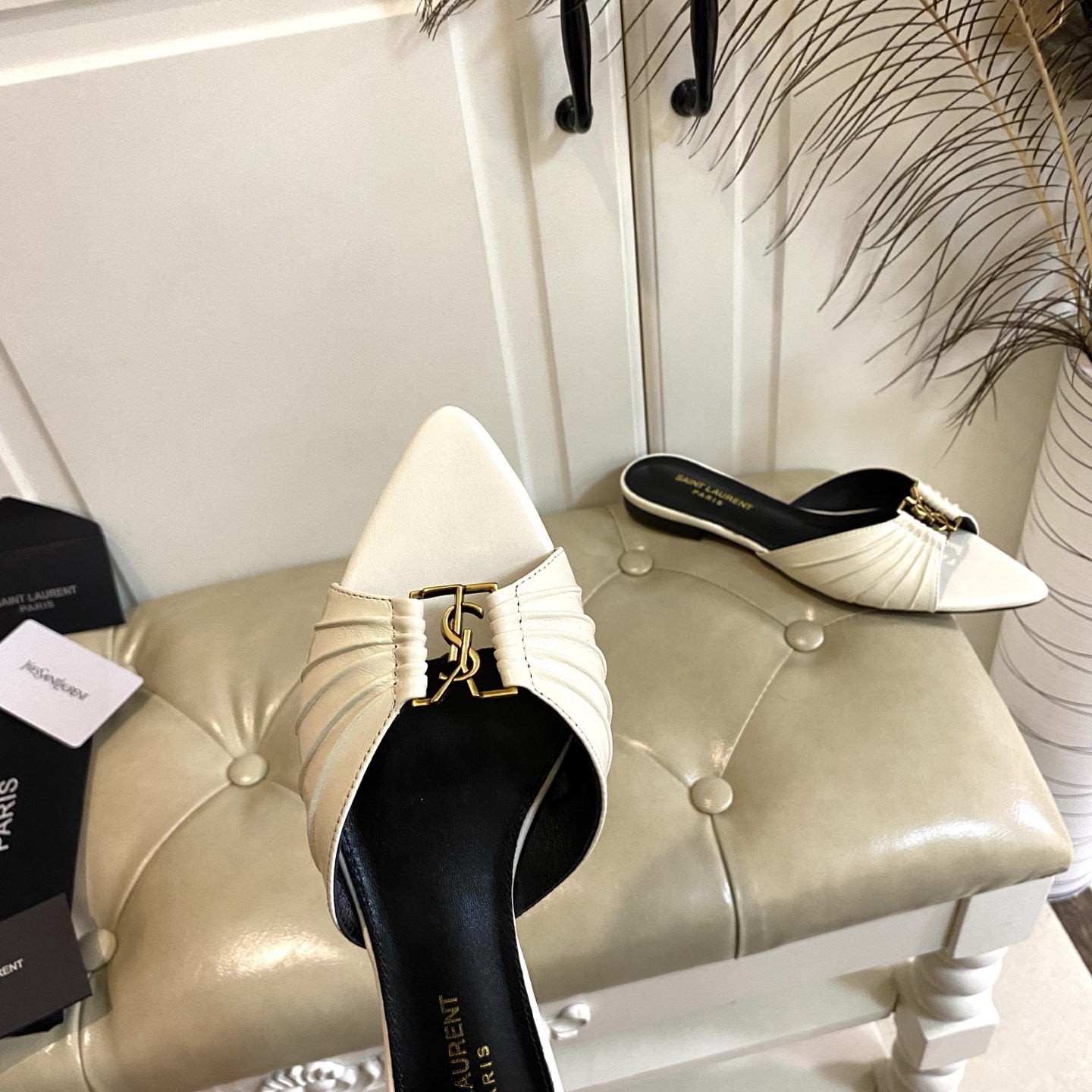 Yves Saint Laurent Pointed Toe Mules in Leather, Multiple Heel Heights 8 i1743524404528 3105 0 7