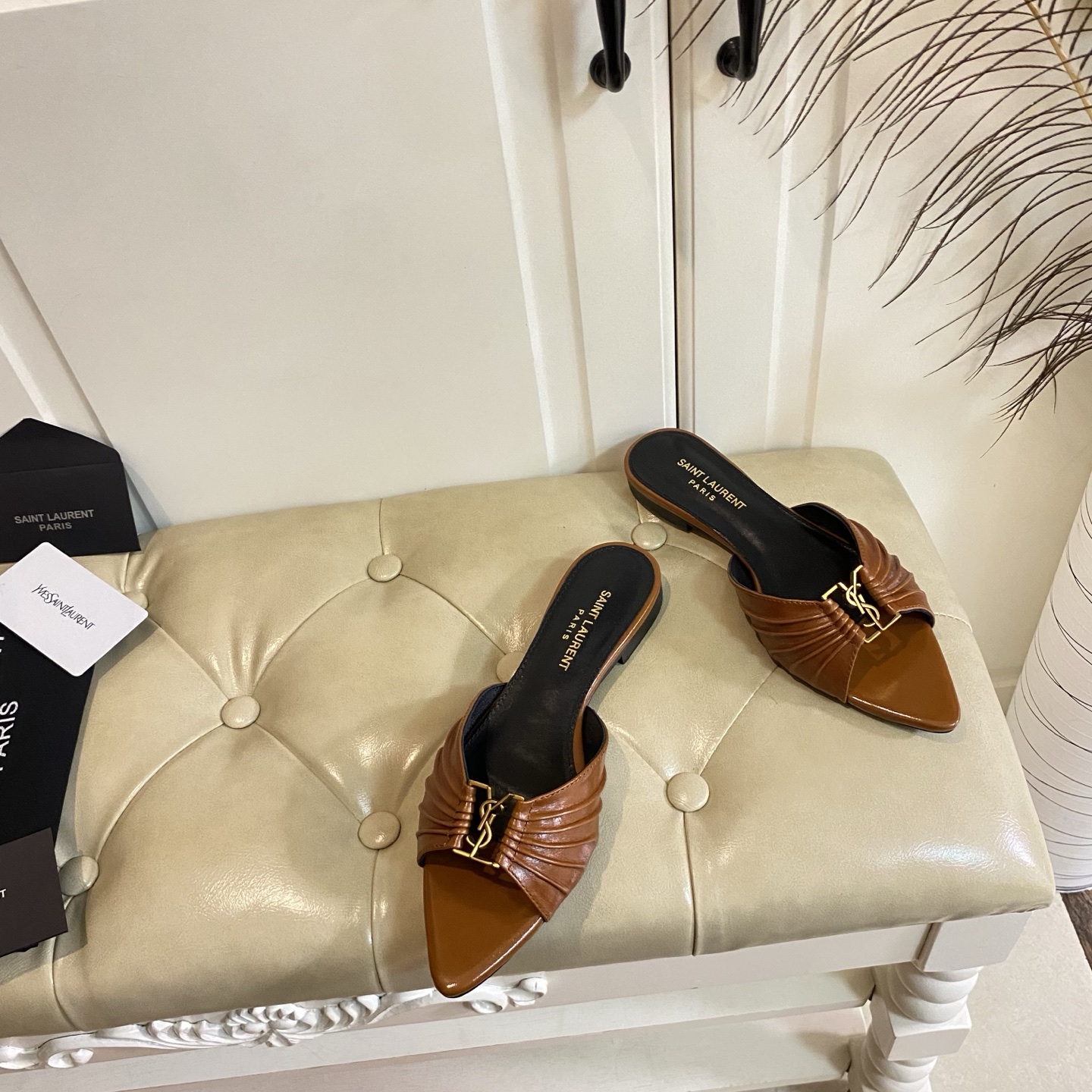 Yves Saint Laurent Pointed Toe Mules in Brown Leather, Multiple Heights 7 i1743524482043 1643 0 5