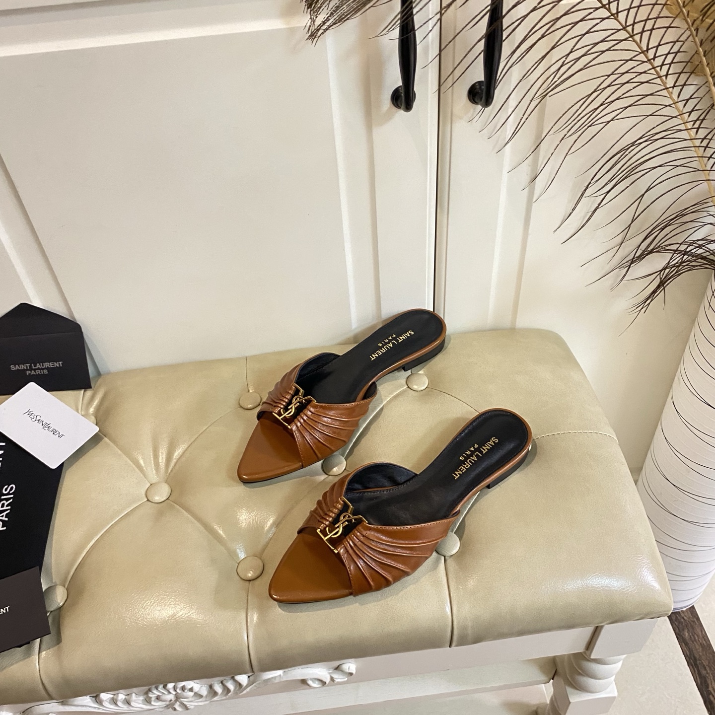 Yves Saint Laurent Pointed Toe Mules in Brown Leather, Multiple Heights 3 i1743524482060 9982 0 2