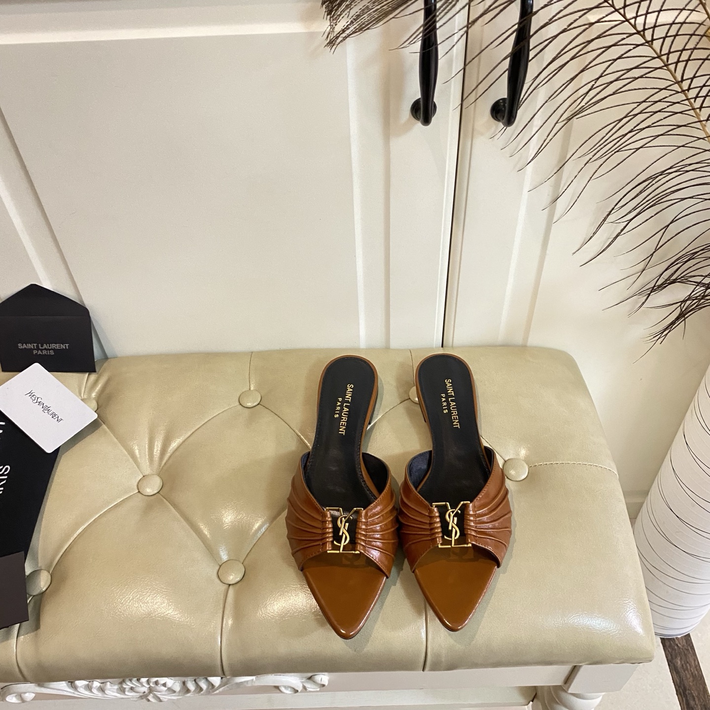 Yves Saint Laurent Pointed Toe Mules in Brown Leather, Multiple Heights 5 i1743524482069 8794 0 1