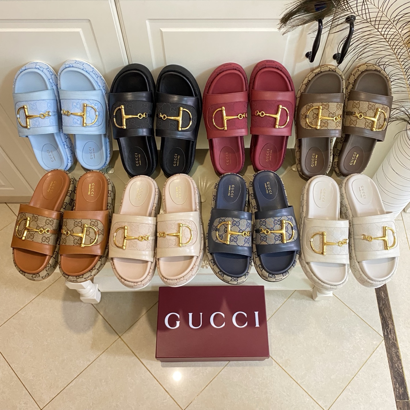 NO:383309,, Gucci thick-soled slippers, brand jacquard cloth leather surface, rubber bottom sheet, original private mold hardware buckle, bottom thickness about 5cm, size 36-44 (43, 44 size custom made without return or exchange), slippers, gucci, slippers19860909,古奇Gucci厚底拖鞋,品牌提花布拼皮面,橡胶底片,原版私模五金扣,底厚约5cm,36-44码(43,44码定做不退换),拖鞋,gucci,slippers,Women's Shoes