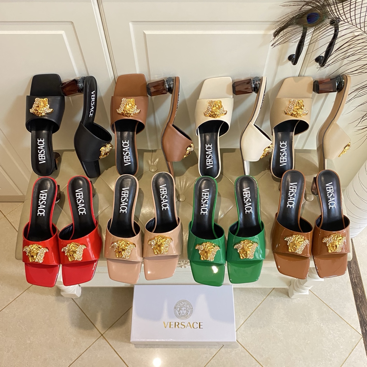 NO:402862,Rubber sole, (customized leather sole), Versace Versace high heel slippers, cowhide/paper leather, sheepskin, size 35-41 (size 42, 43 can be customized without return and exchange), slippers, versace, versace, slippers, cowhide, sheepskin19860909橡胶底,(真皮底定做),范思哲Versace高跟拖鞋,牛皮/漆皮面,羊皮里,35-41码(42,43码可定做不退换),拖鞋,versace,versace,slippers,cowhide,sheepskin,Women's Shoes