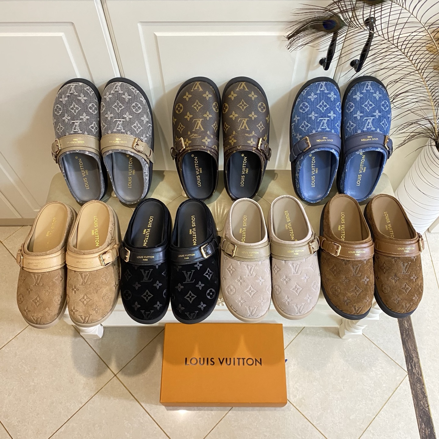 NO:816642,, high version 7 colors, Louis Vuit*LV new Birkenstock slippers, cowhide/classic presbyopia, sheepskin lining, original private mold rubber sole, 35-40 yards (41 yards are custom-made and non-returnable), half-slip, louis vuitton, louis vuitton, slippers, sheepskin19860909,高版本7个颜色,路易威*LV新款勃肯拖鞋,牛猄/经典老花面,羊皮里,原版私模橡胶底,35-40码(41码定做不退换),半拖,louis vuitton,louis vuitton,slippers,sheepskin,Women's Shoes
