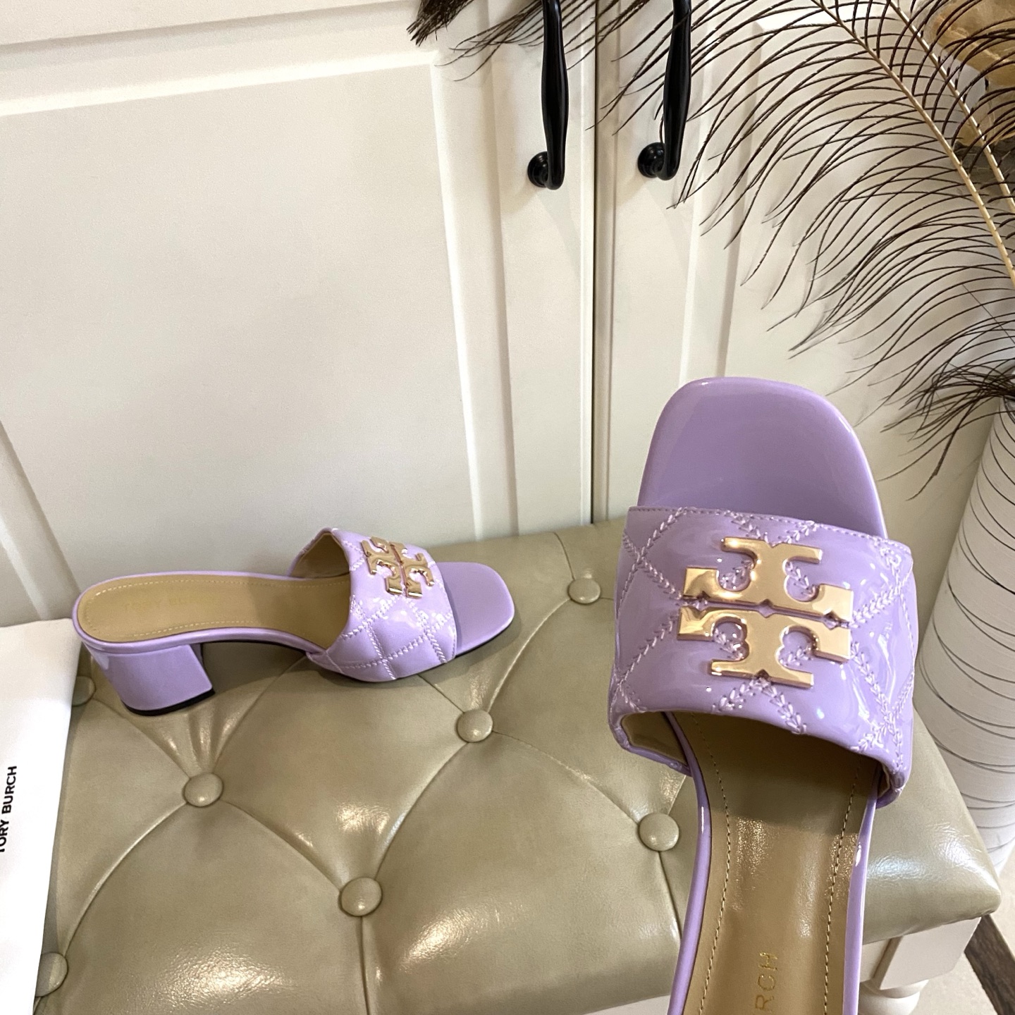 Tory Burch Women's Purple Quilted Leather Block Heel Sandals 8 i1758297417309 2735 0 7
