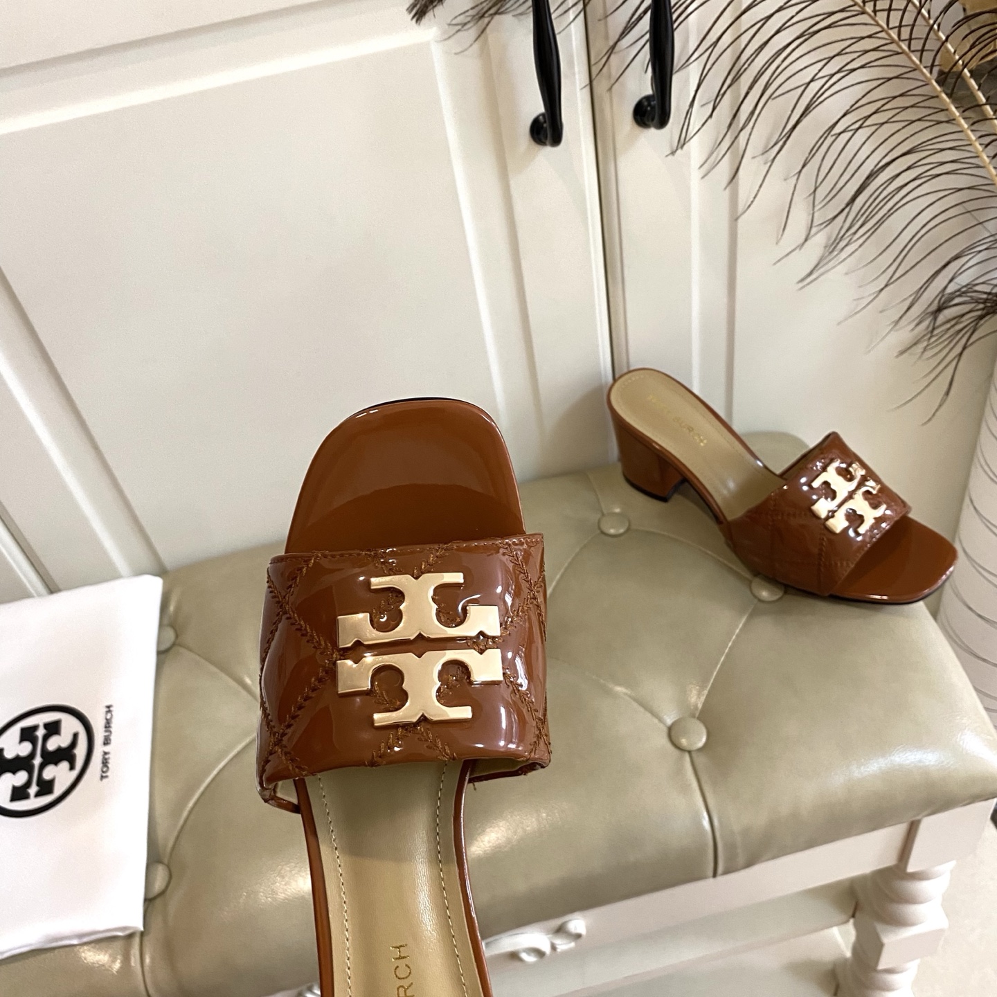 Tory Burch Women's Brown Leather Block Heel Sandals Slides Size 35-40 7 i1758297596830 1205 0 6