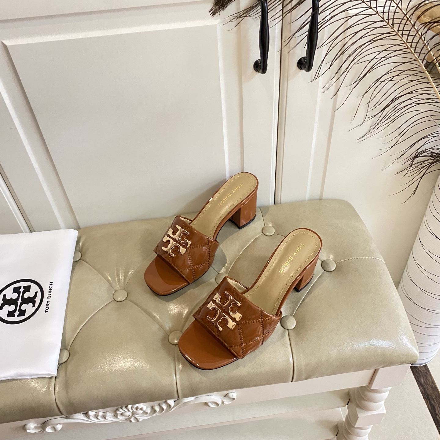 Tory Burch Women's Brown Leather Block Heel Sandals Slides Size 35-40 3 i1758297596952 2209 0 2