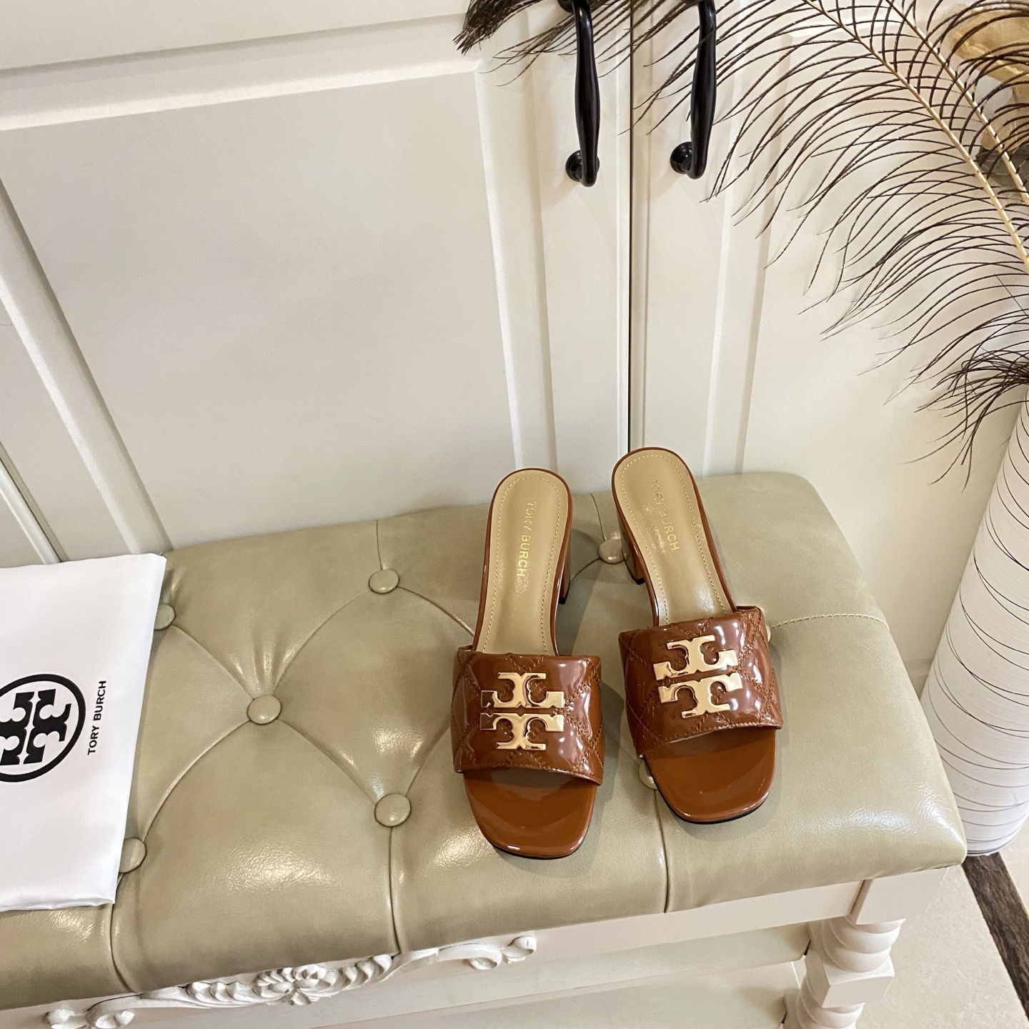 Tory Burch Women's Brown Leather Block Heel Sandals Slides Size 35-40 4 i1758297596998 866 0 3