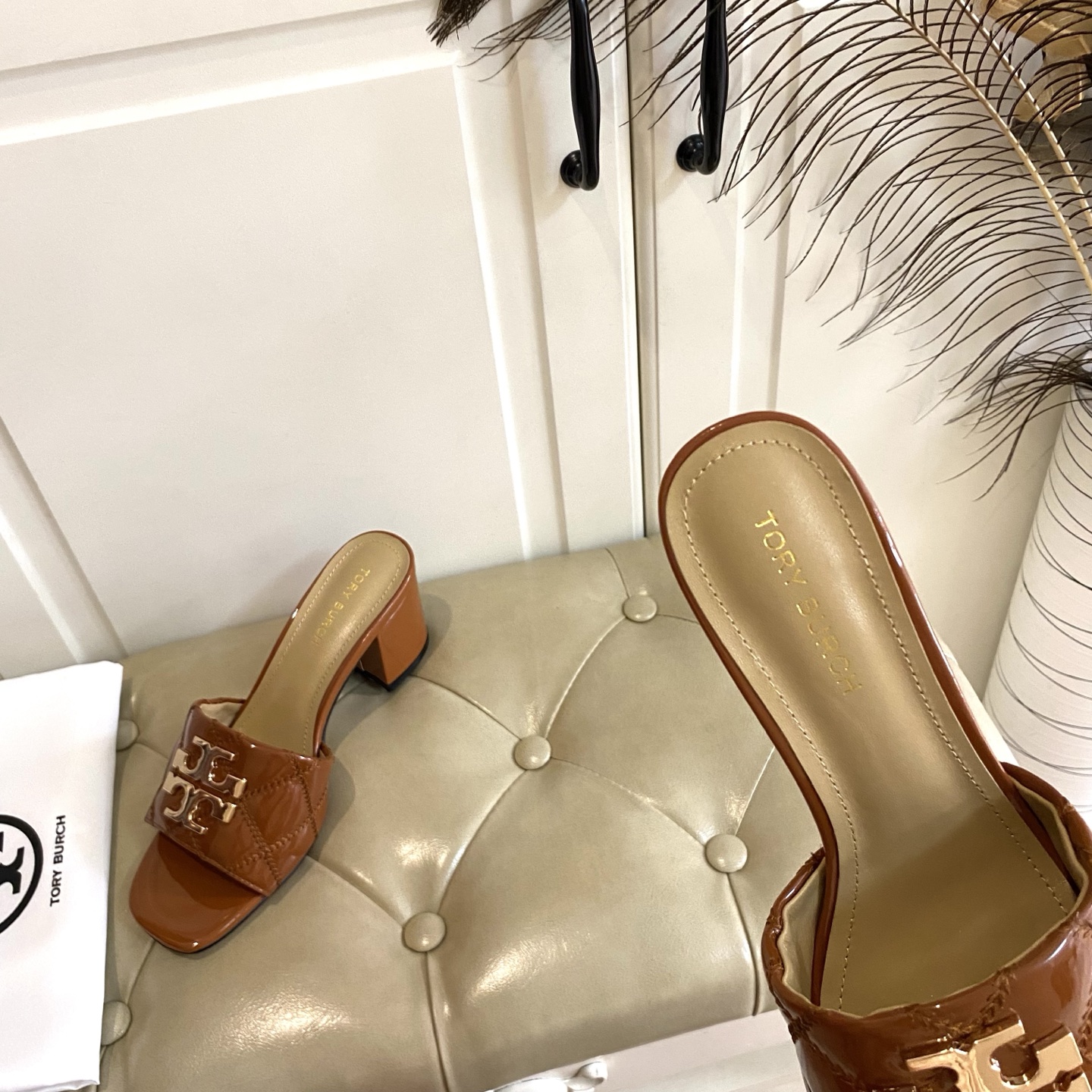 Tory Burch Women's Brown Leather Block Heel Sandals Slides Size 35-40 8 i1758297596999 7151 0 7