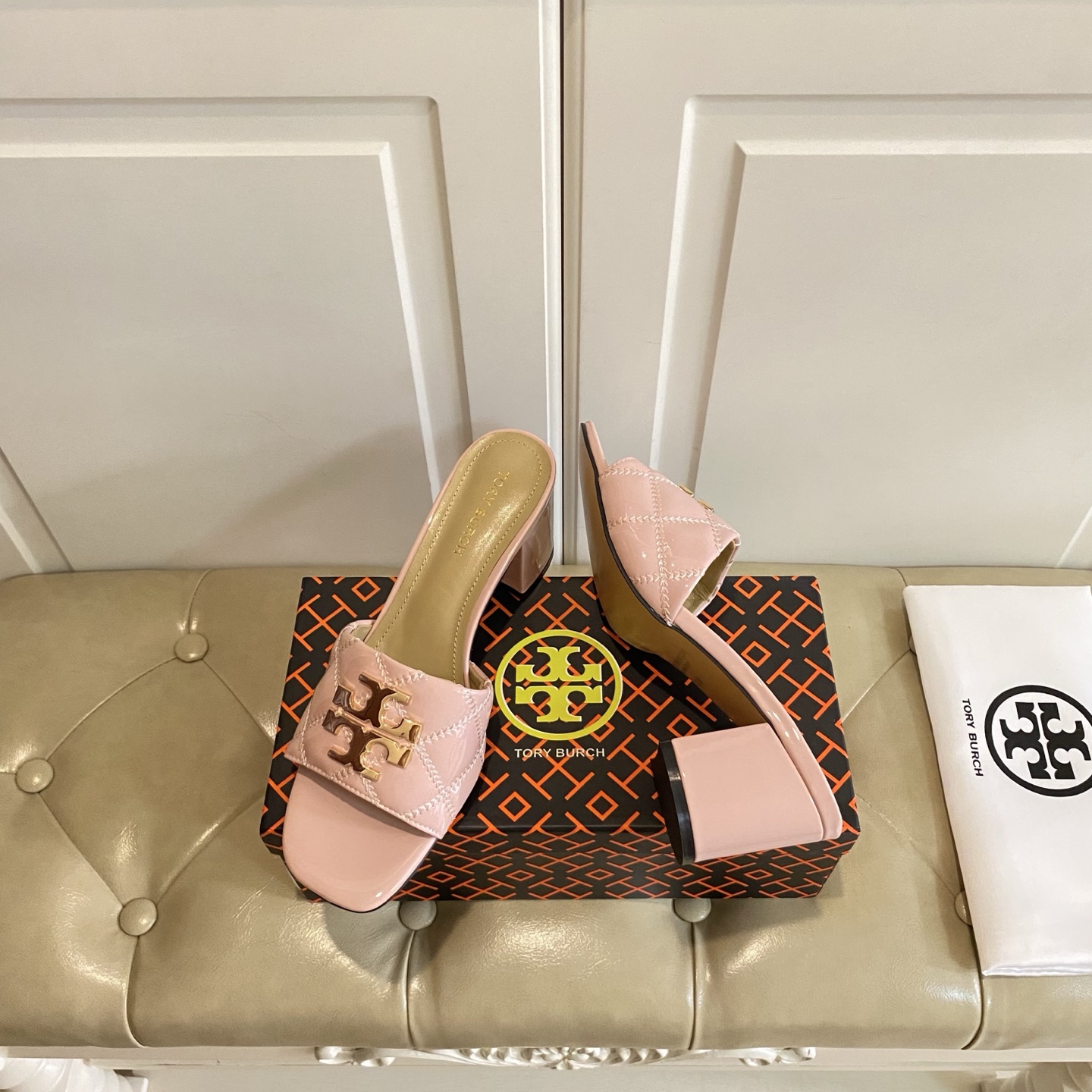 Tory Burch Women's Pink Quilted Leather Block Heel Sandals Slides 2 i1758297881778 5328 0 1