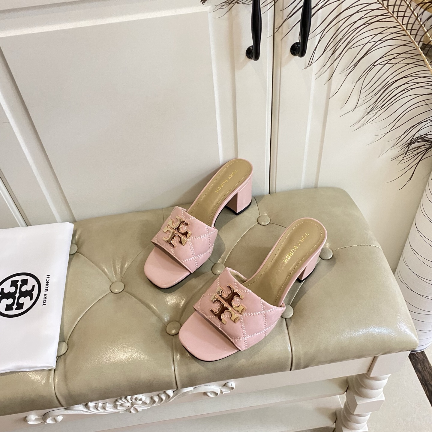 Tory Burch Women's Pink Quilted Leather Block Heel Sandals Slides 3 i1758297884130 1454 0 2