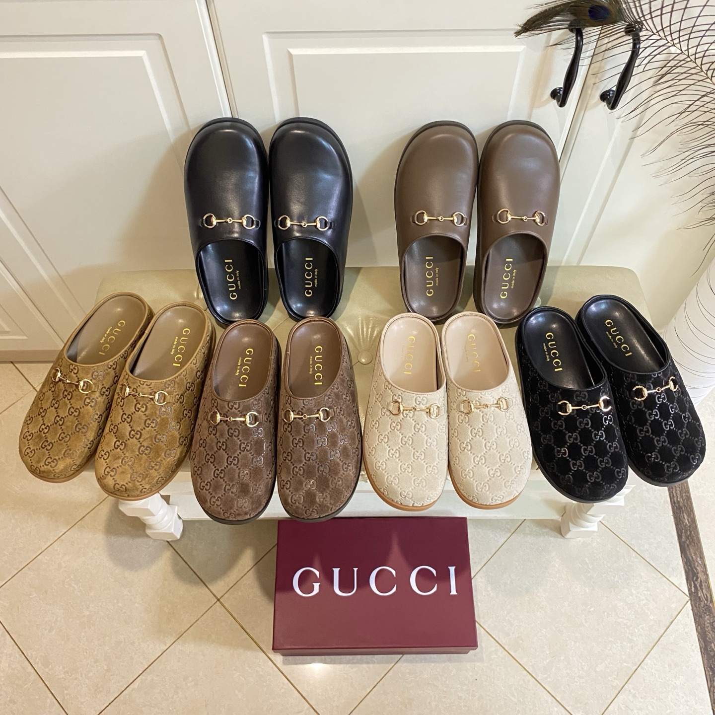 NO:512129,, Gucci new round-toed muller slippers, reverse velvet embossed surface, sheepskin lining, rubber sole, size 36-42, semi-dragged fur shoes, gucci, slippers, sheepskin19860909,古奇Gucci新款圆头穆勒拖鞋,反绒压花面,羊皮里,橡胶底,36-42码,半拖毛毛鞋,gucci,slippers,sheepskin,Women's Shoes