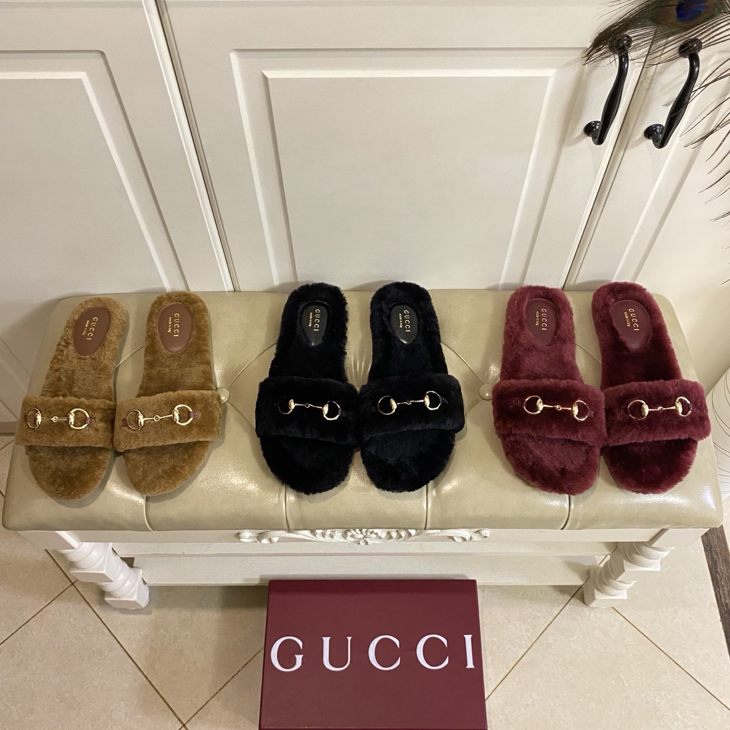 NO:681183,, Gucci new fur slippers, wool surface, wool lining, leather outsole, size 35-40 (customized size 41-43 is non-refundable), fur shoes and slippers, gucci, slippers, Leather soles19860909,古奇Gucci新款毛拖,羊毛面,羊毛里,真皮大底,35-40码(41-43码定做不退换),毛毛鞋拖鞋,gucci,slippers,Leather soles,Women's Shoes