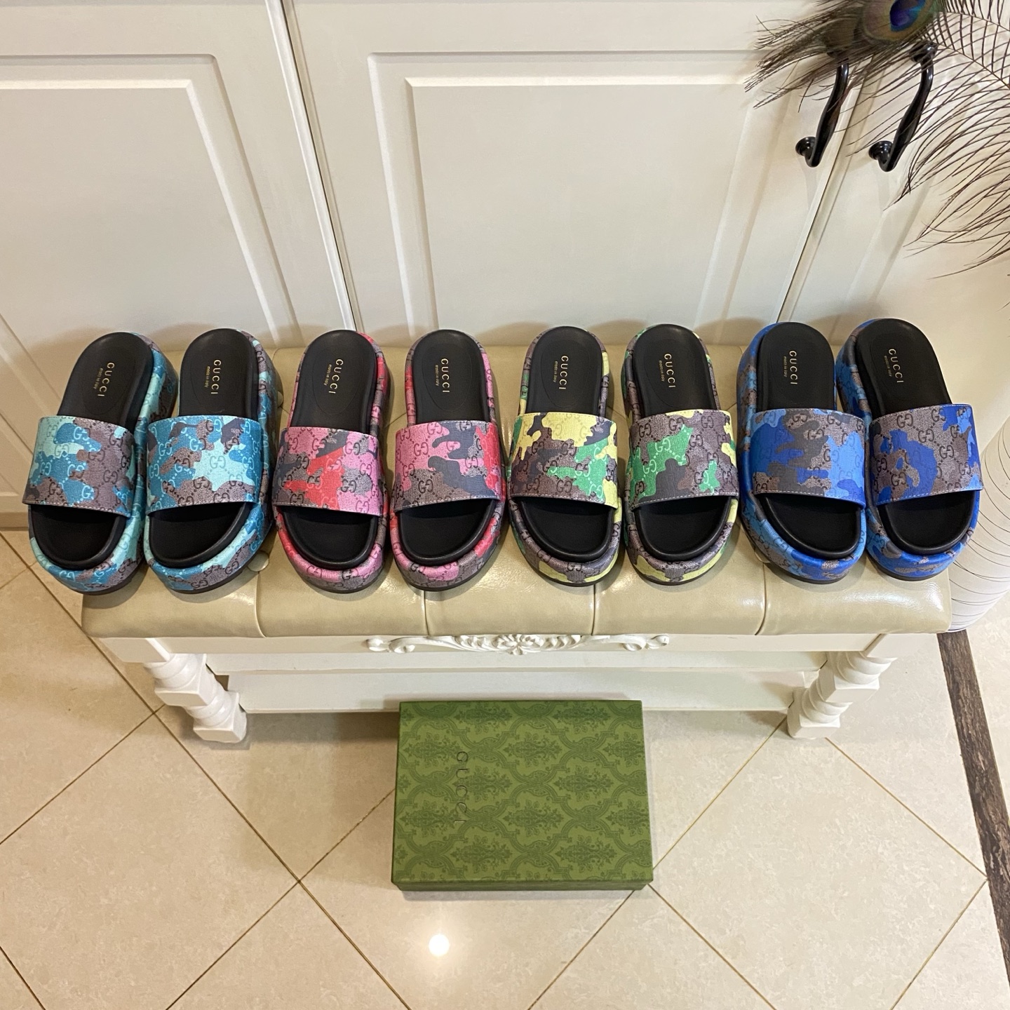 NO:815719,, Gucci couples thick sole series, adding new colors, sizes 35-46, slippers, gucci, slippers19860909,古奇Gucci情侣款厚底系列,再添新色花面,35-46码,拖鞋,gucci,slippers,Women's Shoes