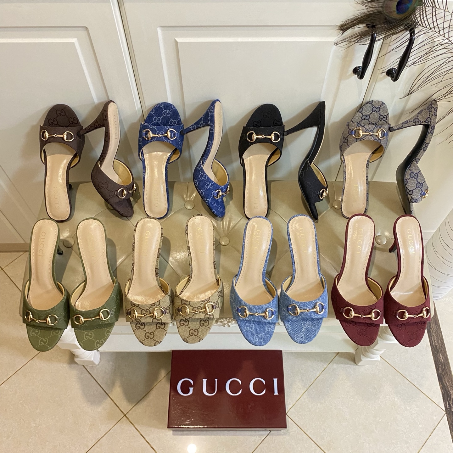 NO:815689,Rubber sole, genuine leather outsole, Gucci new mid-heeled slippers, jacquard cloth surface, sheepskin lining, sizes 35-41 (42, 43 sizes are custom-made and non-returnable), high-heeled slippers, gucci, high heels, slippers, sheepskin, Leather soles19860909橡胶底,真皮大底,古奇Gucci新款中跟拖鞋,提花布面,羊皮里,35-41码(42,43码定做不退换),高跟鞋拖鞋,gucci,high heels,slippers,sheepskin,Leather soles,Women's Shoes