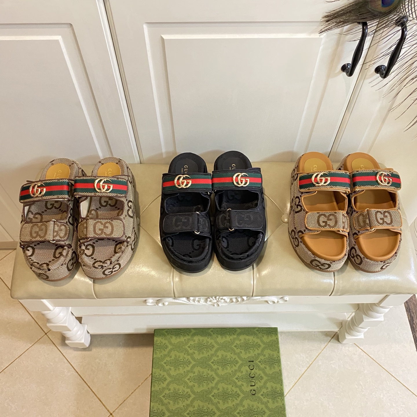 NO:815603,, Gucci couple's thick-soled slippers, classic cloth, size 35-46, slippers, gucci, slippers19860909,古奇Gucci情侣款厚底拖鞋,经典布面,35-46码,拖鞋,gucci,slippers,Women's Shoes