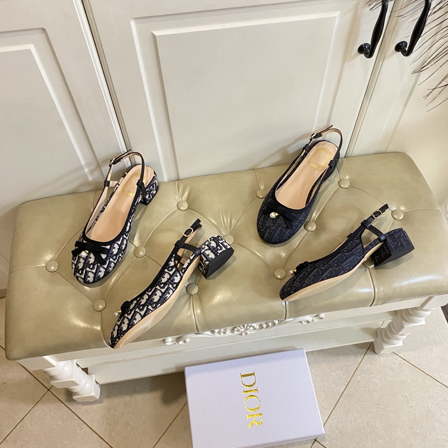 dior black ballet slingback pumps
