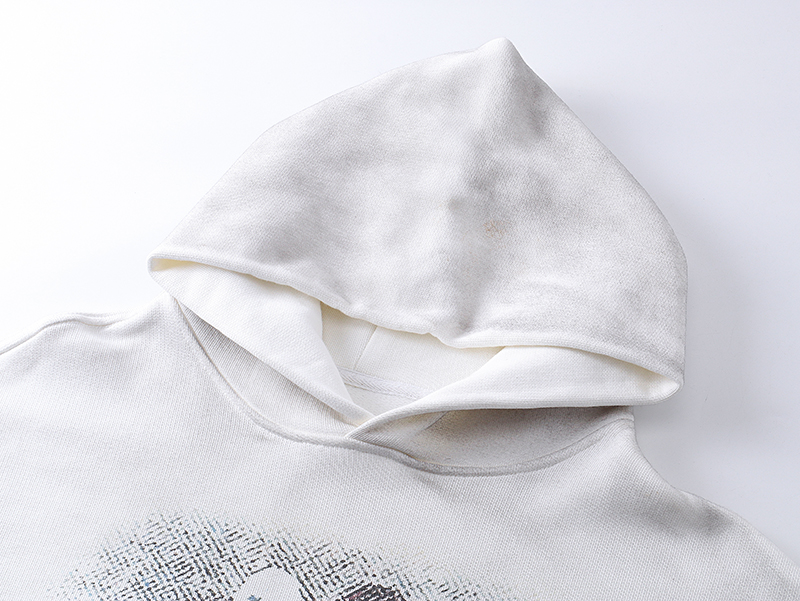 T32# P98
 KANYE  VUItures 喷马骝脏白连帽卫衣重磅
脏白450克轻抓绒
M L XL