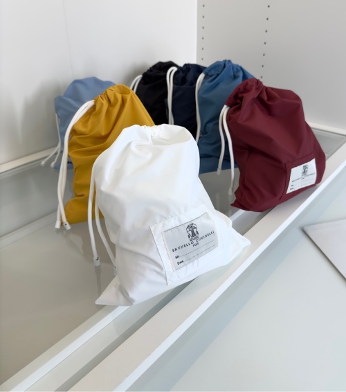 Brunello Cucinelli Men's Beach Shorts in Portable Pouch, Colorful Options
