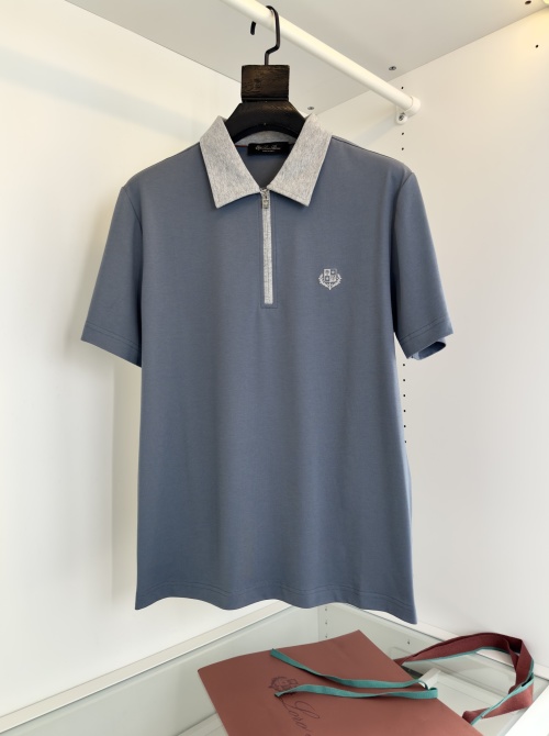 Men's Polo Shirt Short Sleeve Zipper Lapel Business Casual Slim Fit Top