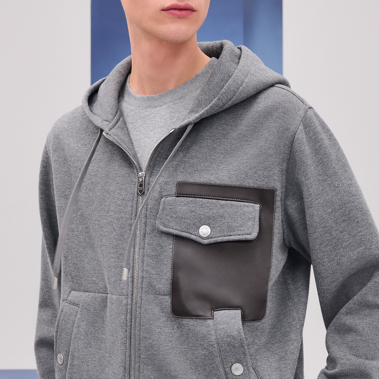 Hermes Men's Gray Zip-Up Hoodie with Leather Pocket Detail - Modern Style 3 i1753782089142 5204 0 1