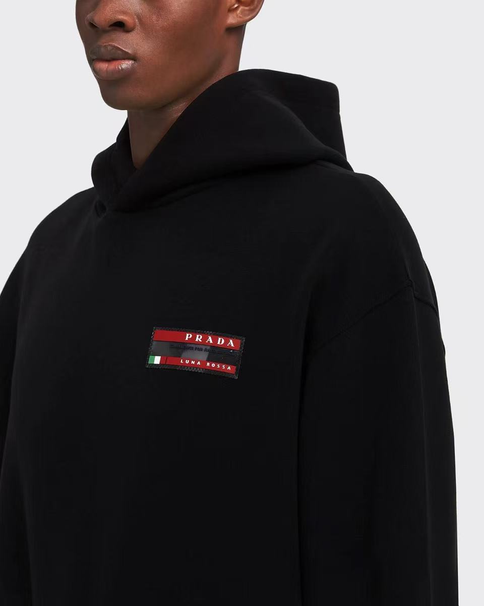 Prada Black Cotton Blend Logo Patch Hoodie Sweatshirt Pullover 4 i1754654249955 65 0 3