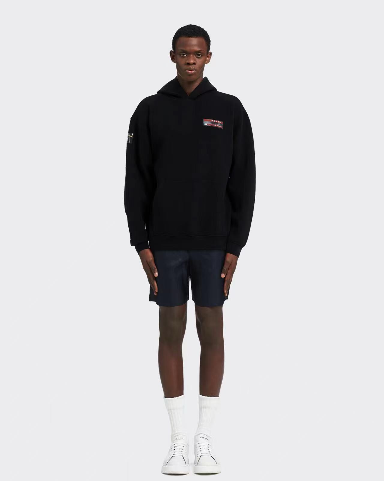 Prada Black Cotton Blend Logo Patch Hoodie Sweatshirt Pullover 2 i1754654249955 8098 0 0