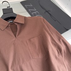 Ze*na杰*亚 OASI LINO 绿洲亚麻系列!V翻领衬衫式亚麻长袖POLO衫 燕子V翻领款式 袖口 Ze*na杰*亚 OASI LINO 绿洲亚麻系列!V翻领衬衫式亚麻长袖POLO衫 燕子V翻领款式 袖口