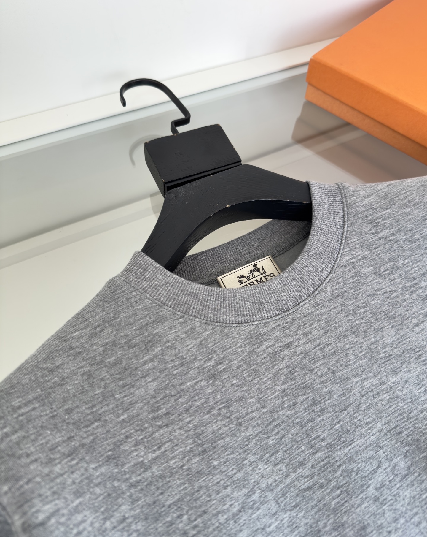 Hermès Men's Gray Cotton Sweatshirt with Embroidered Library Stamp Detail 5 i1757859556069 8487 0 3