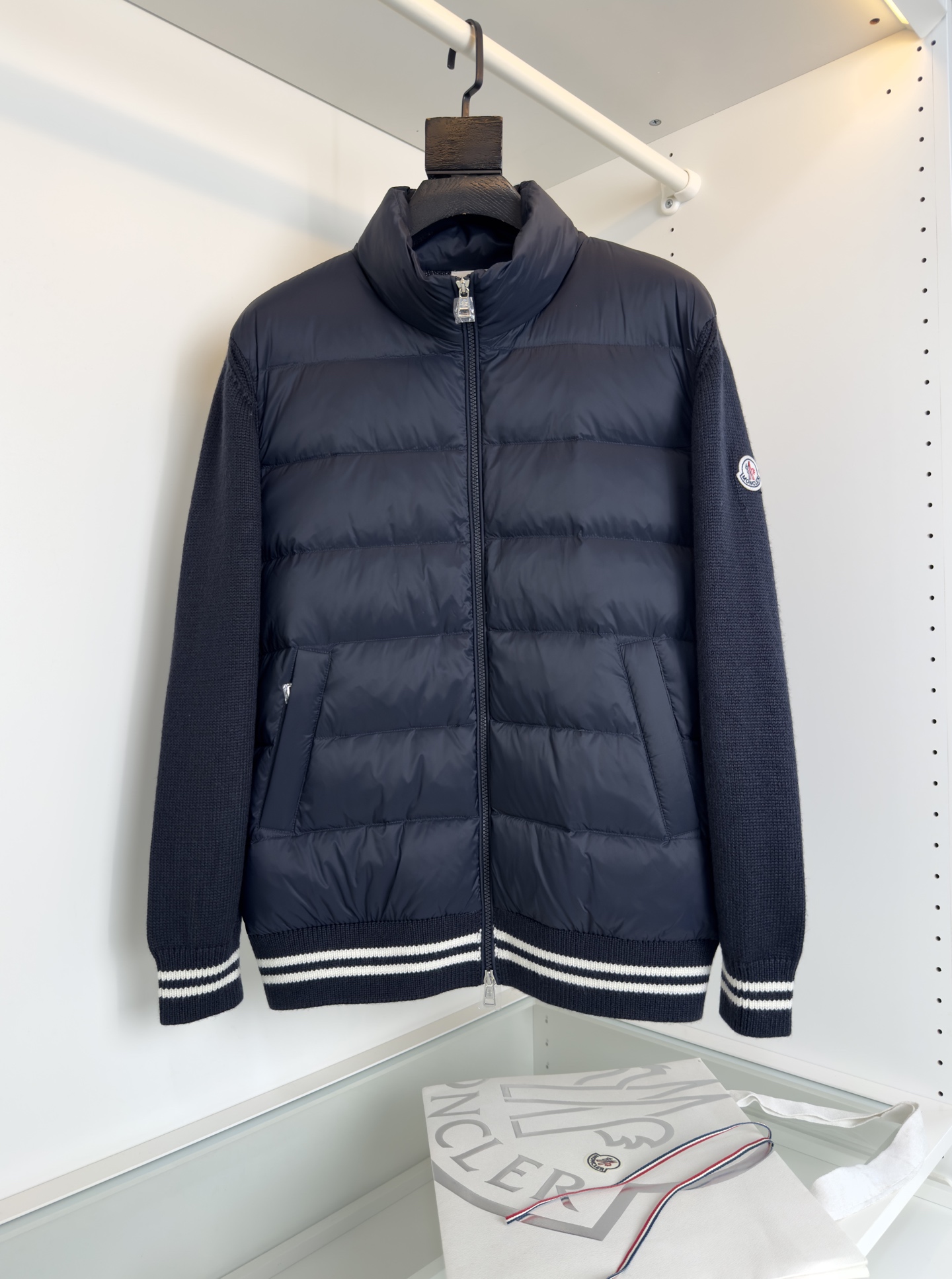 MONCLER Men's Wool-Panelled Down Jacket - Stylish and Warm Outerwear