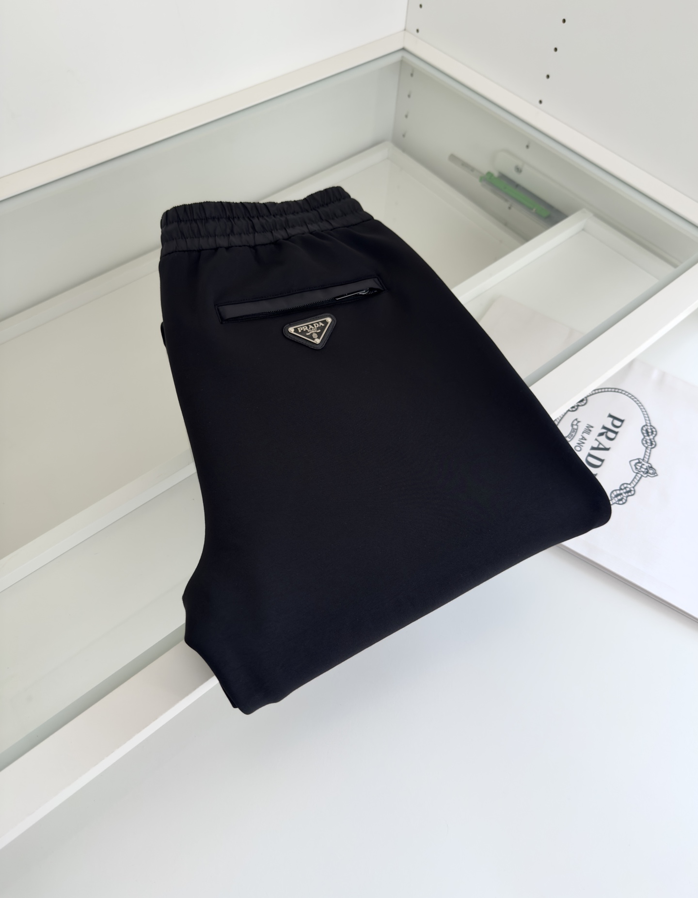 Prada Men's Black Fleece Sweatpants Drawstring Waist Casual Trousers 10 i1759076004053 9051 0 8